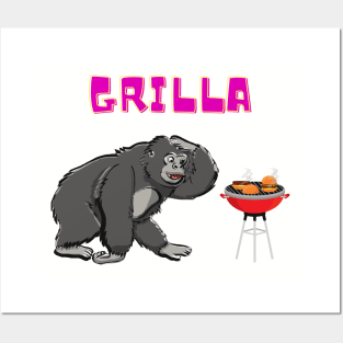 Grilling gorilla Posters and Art